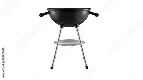 Black barbecue grill isolated on white and transparent background. Grill concept. 3D render