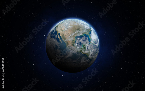 Planet Earth in field of stars of Solar System in space. This image elements furnished by NASA.