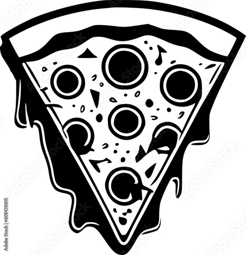 Pizza - Black and White Isolated Icon - Vector illustration