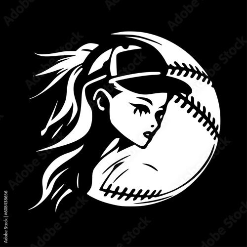Softball - Minimalist and Flat Logo - Vector illustration