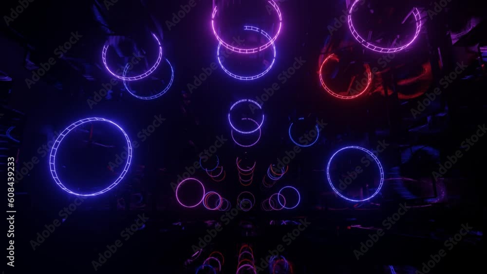 Hi-tech neon sci-fi tunel. Trendy neon glow lines form pattern and construction in mirror tunnel. Fly through technology cyberspace. 3d looped seamless 4k bright youth background. Hi-tech neon sci-fi tunel. Trendy neon glow lines form pattern and construction in mirror tunnel. Fly through technology cyberspace. 3d looped seamless 4k bright youth background.