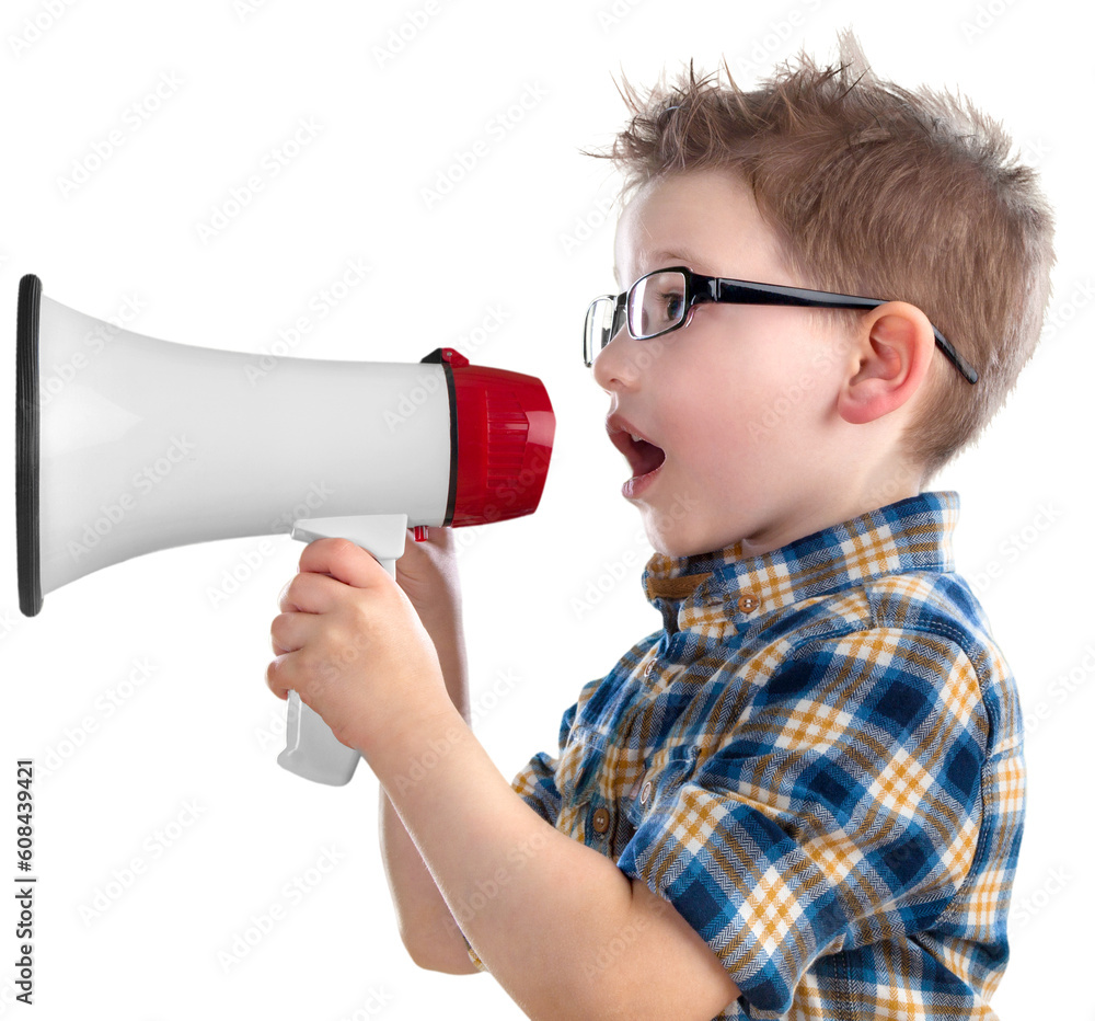 Naklejka premium Smart child student Boy wearing glasses