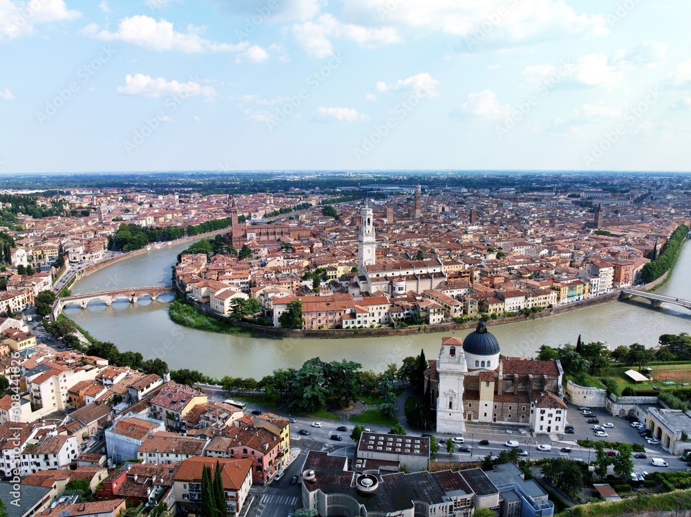 Aerial view of Verona city. Veneto, Italy