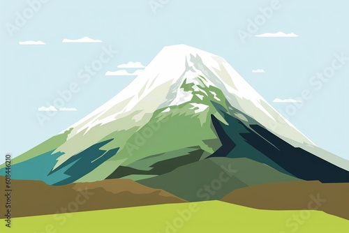 The illustration of snow mountains in iceland, AI contents by Midjourney