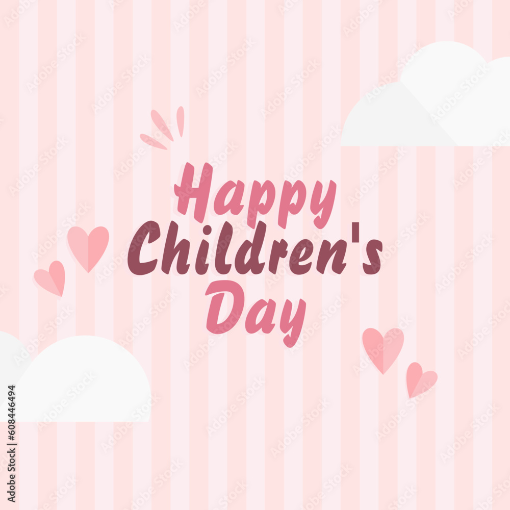 happy children's day greeting card with vector illustration of love and clouds background happy children's day greeting card with vector illustration of love and clouds background
