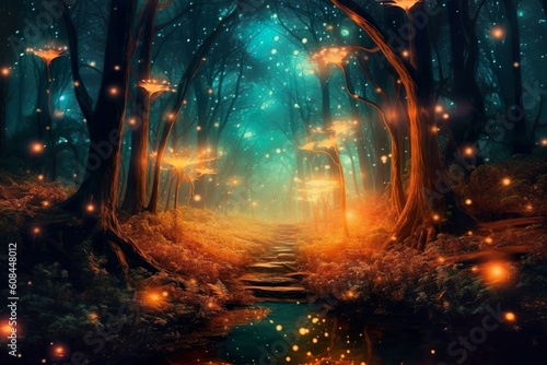 Magic forest in the night