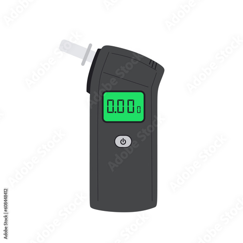 Alcohol tester device for driver isolated on white. Police breath alcohol testing device. Flat vector illustration