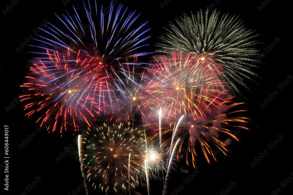 Obraz premium Colorful fireworks generative AI