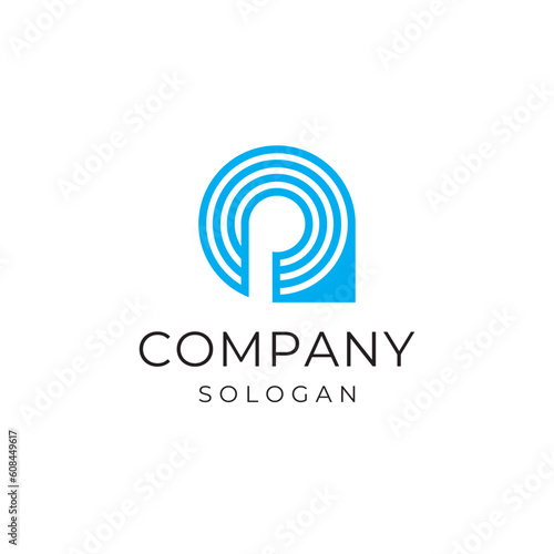 Abstract letter P technology logo design vector template editable royalty free image download  