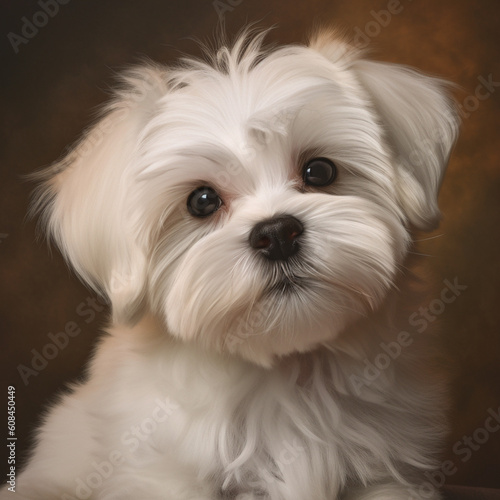 a cute white Maltese puppy portrait