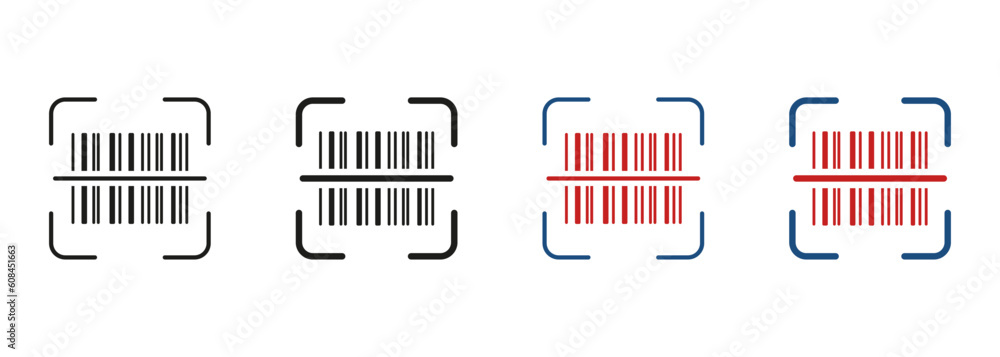 Scan Bar Code Line and Silhouette Icon Set. Product Information Identification. Barcode Tag Scanner Pictogram. Digital Scanning Technology Symbol Collection. Isolated Vector Illustration Scan Bar Code Line and Silhouette Icon Set. Product Information Identification. Barcode Tag Scanner Pictogram. Digital Scanning Technology Symbol Collection. Isolated Vector Illustration