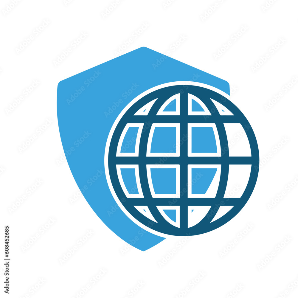 Shield and Web Searching Globe Icon Vector Illustration Shield and Web Searching Globe Icon Vector Illustration