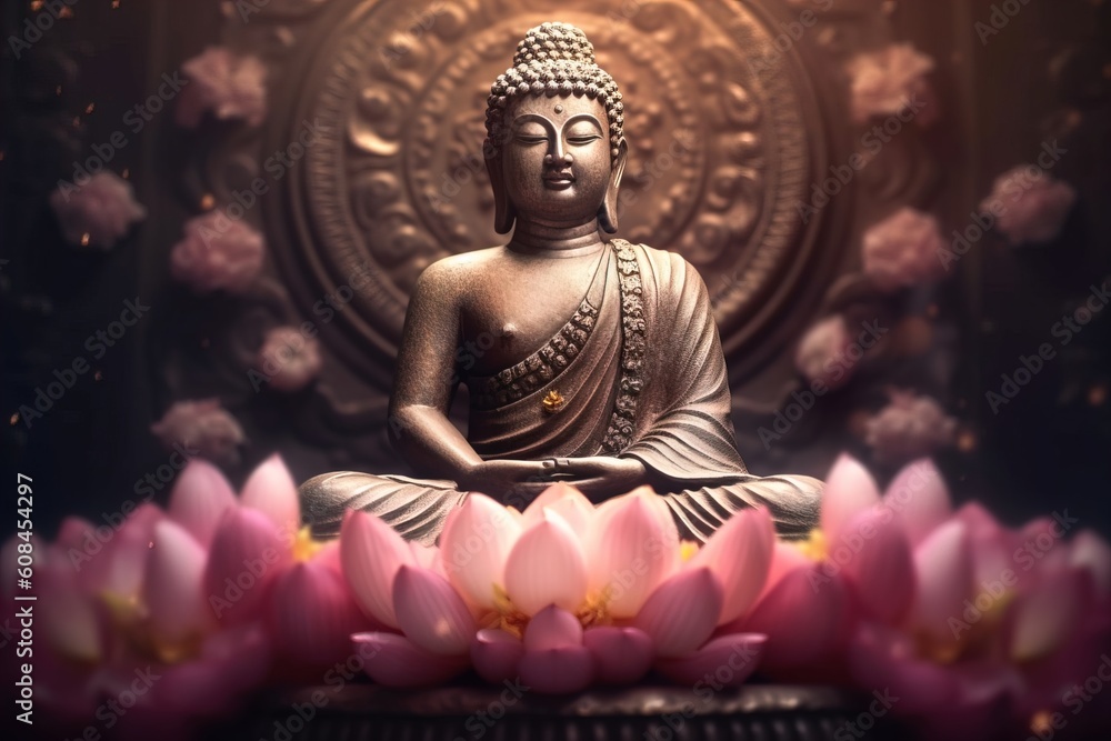 Fototapeta premium Buddha sitting on a lotus flower