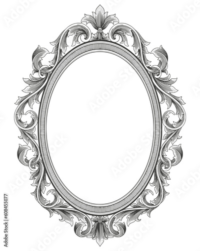 Antique frame hand drawing, vintage engraving illustration
