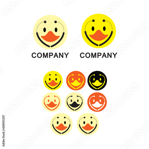 Duck face logo design vector 