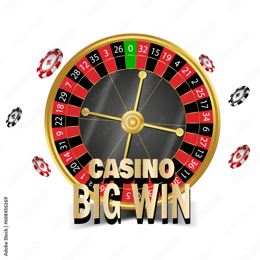 Casino poker roulette with chips. Big win. Vector illustration Casino poker roulette with chips. Big win. Vector illustration