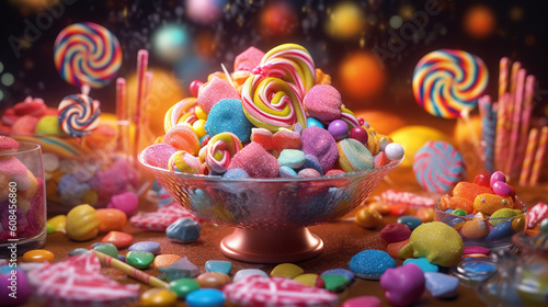 Super colorful sweets candy lollipop rainbow swirl alamy image Ai generated art