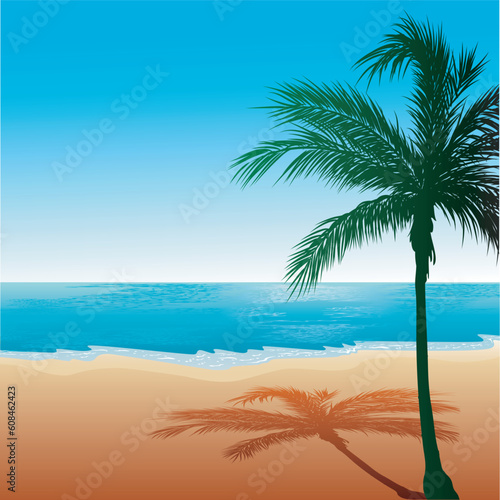 Fototapeta Naklejka Na Ścianę i Meble -  Vector Illustration of Beach Background 6.
