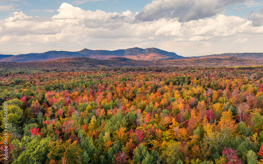 Sunset autumn colors at Sugarloaf Mountain - Maine -  Carrabassett Valley - Golf Course