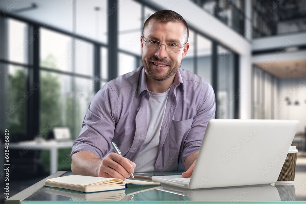 Young business man employee working Young business man employee working