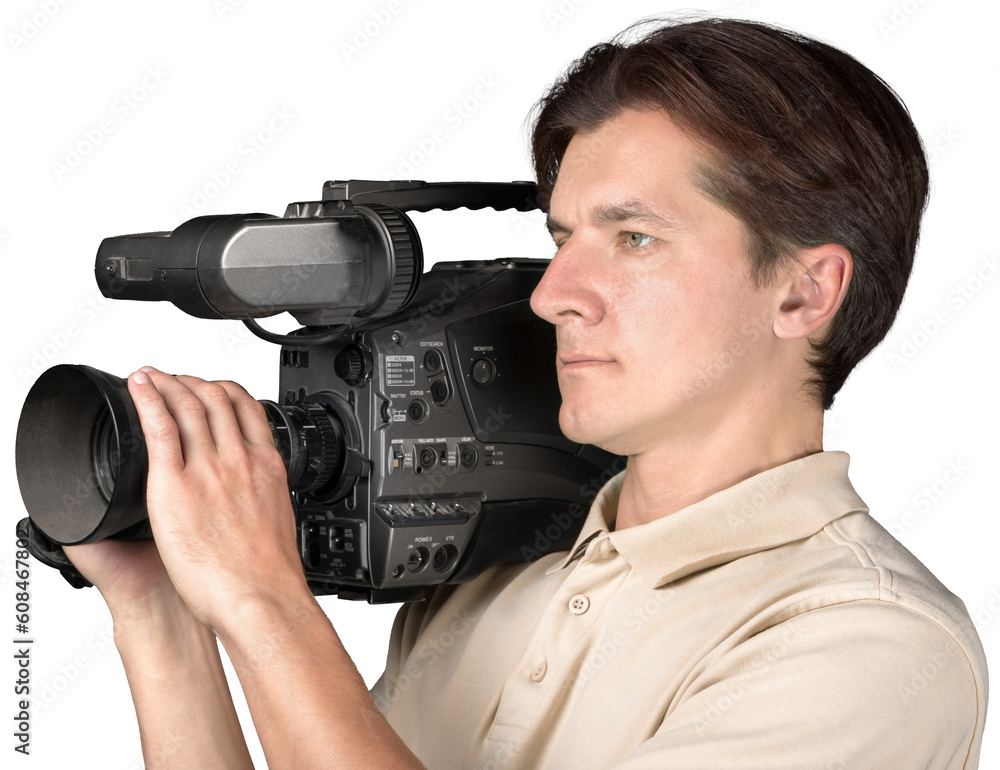 Closeup of a Cameraman Filming Closeup of a Cameraman Filming