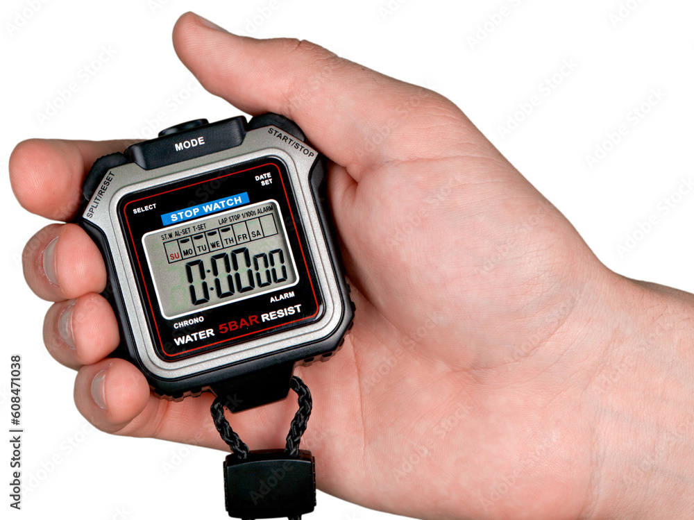 Digital Stopwatch in a Hand Digital Stopwatch in a Hand