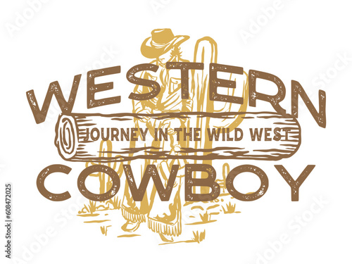 cowboy illustration wild west graphic rodeo design outlaw vintage bad land