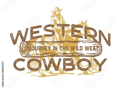 cowboy illustration wild west graphic rodeo design outlaw vintage bad land