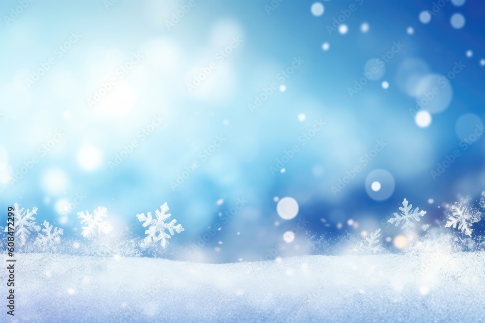 A Wintery Touch: Snowflakes on a Blue Background. Generative AI. A Wintery Touch: Snowflakes on a Blue Background. Generative AI.