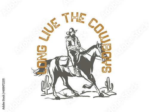 cowboy illustration wild west graphic rodeo design outlaw vintage bad land