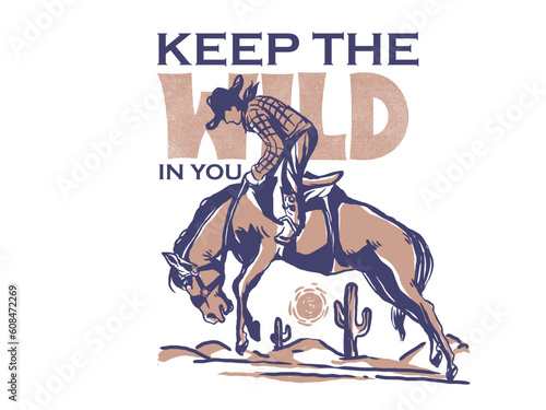cowboy illustration wild west graphic rodeo design outlaw vintage bad land