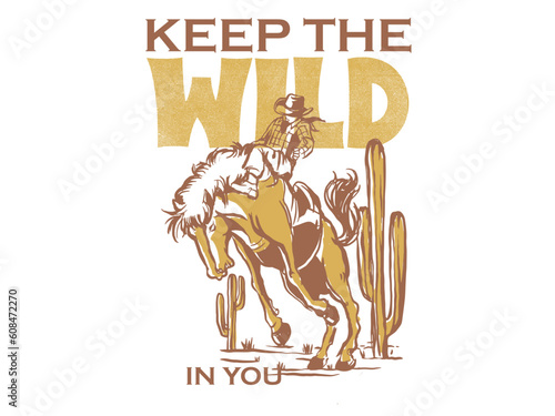 cowboy illustration wild west graphic rodeo design outlaw vintage bad land