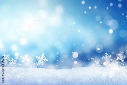 A Wintery Touch: Snowflakes on a Blue Background. Generative AI. © 0xfrnt