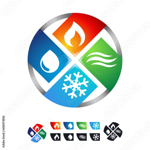 Electrical Plumbing HVAC Heating Cooling Retail and Service Logo Design Concept