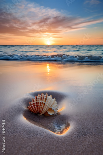 Tranquility and serenity of a secluded beach at sunrise