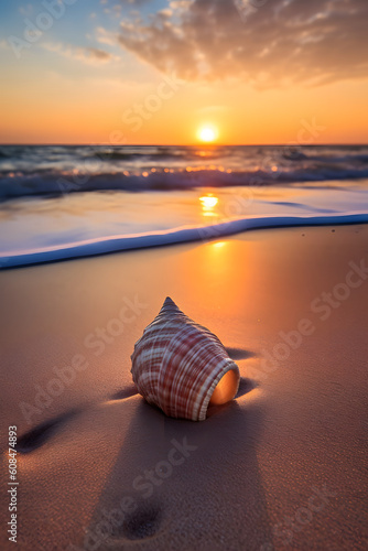 Tranquility and serenity of a secluded beach at sunrise