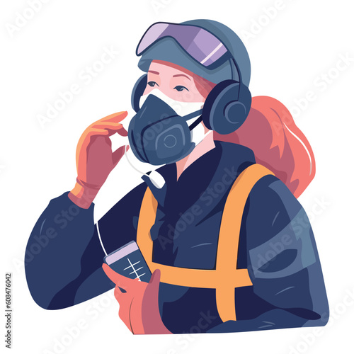 man in protective workwear designs vector illustrations