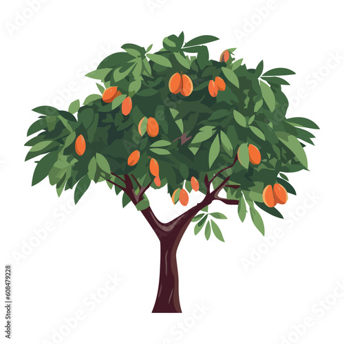 fresh green leaves oranges tree