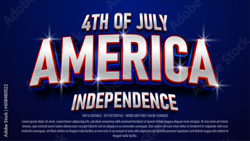 Editable text effect american independence day