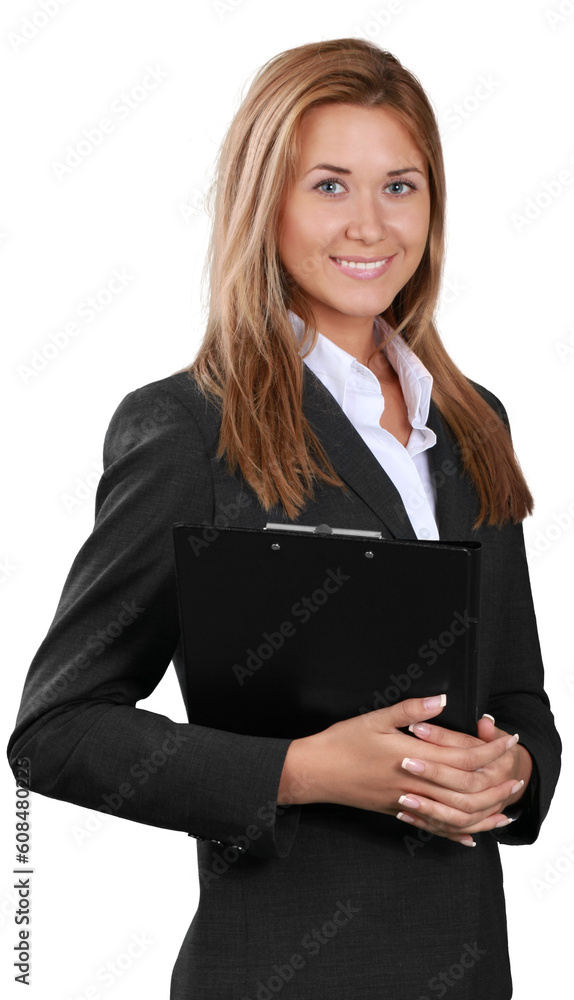 Businesswoman holding a clipboard Businesswoman holding a clipboard