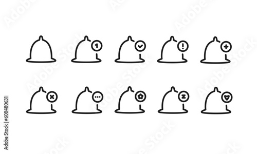 通知を意味するベルマークのイラストセット/知らせ/アラート/アラーム/案内/ベクター/アイコン/要素/モノクロ