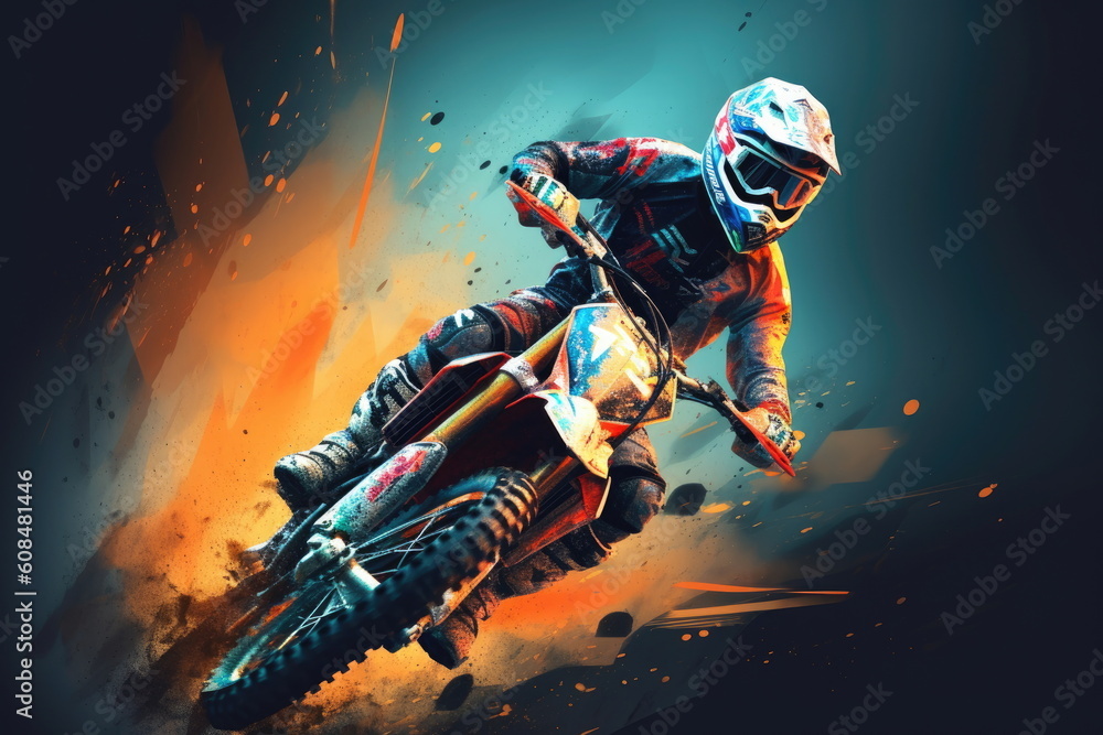 Dirt bike rider, Supercross, Sport concept, nice action of motorcycle jump Dirt bike rider, Supercross, Sport concept, nice action of motorcycle jump