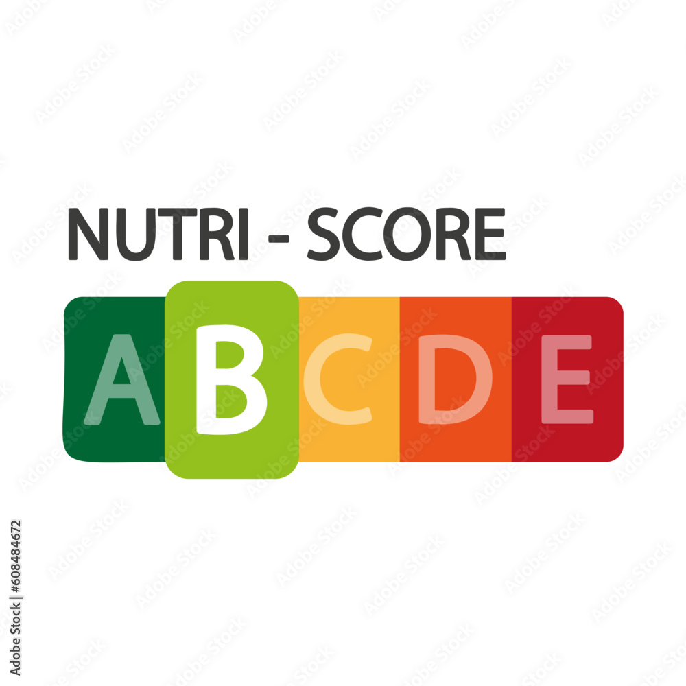 Nutri Score official label. B score. Vector illustration. Nutri Score official label. B score. Vector illustration.
