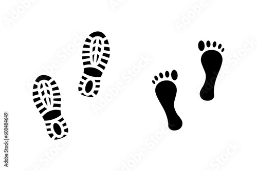 Human footprints icon set.. Vector illustration.