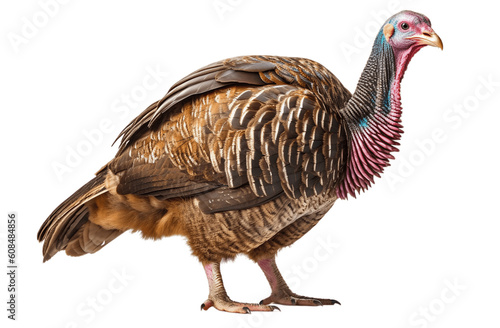 Wild turkey bird isolated on white background