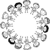 Children circle drawing outline