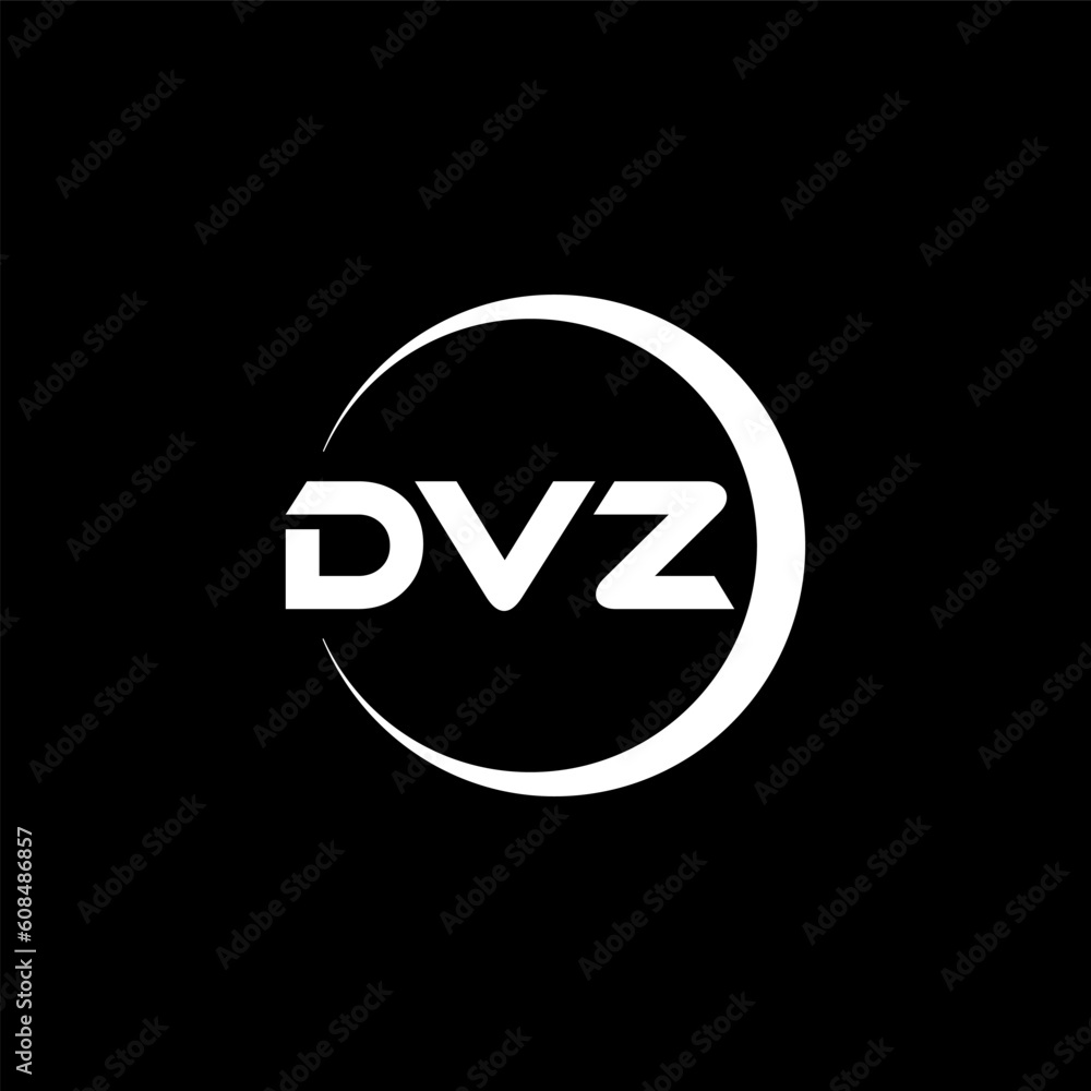 DVZ letter logo design with black background in illustrator, cube logo, vector logo, modern alphabet font overlap style. calligraphy designs for logo, Poster, Invitation, etc.