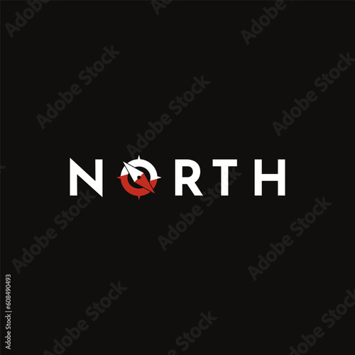 illustration vector graphic north with compass symbol logo design for word mark