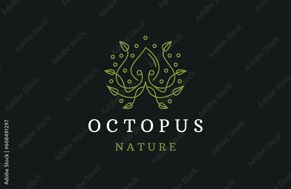 Nature octopus logo icon design template flat vector