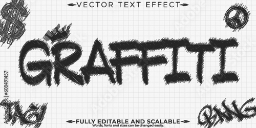 Graffiti sketch text effect, editable spray and street text style